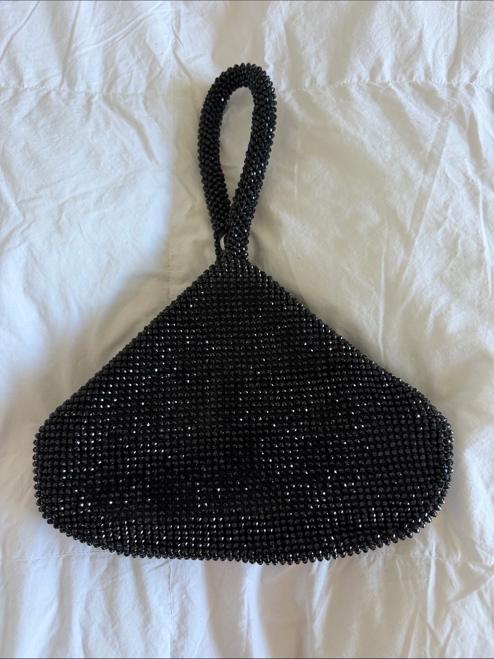 Black Beaded Wristlet Evening Bag